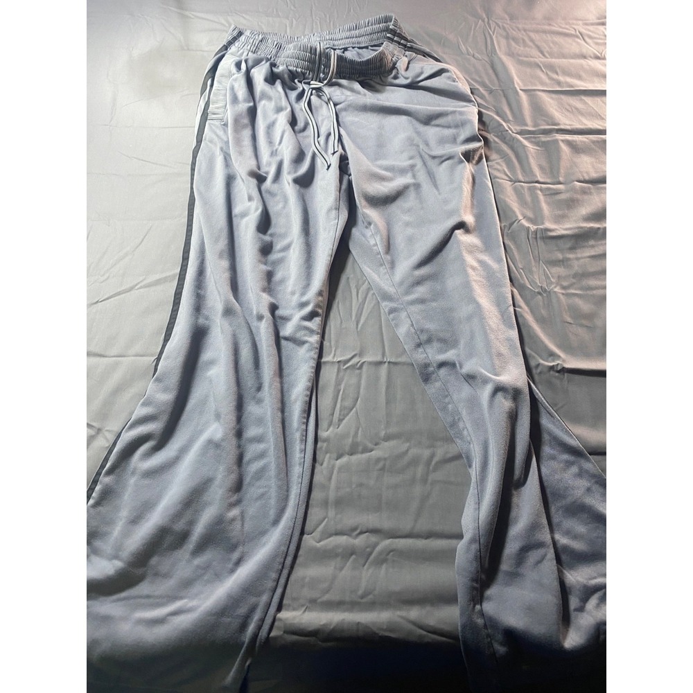 Adidas Track Pants Men's Size M Gray 3-Stripes Athletic Joggers Drawstring Waist